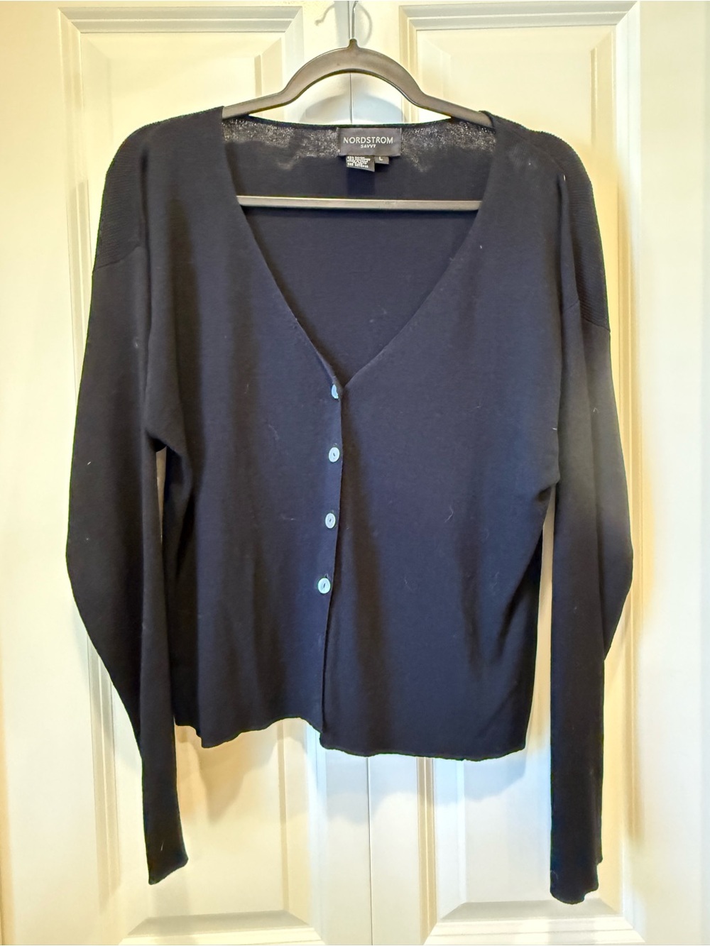 Nordstrom Black V-Neck Button-Front Women’s Sweater